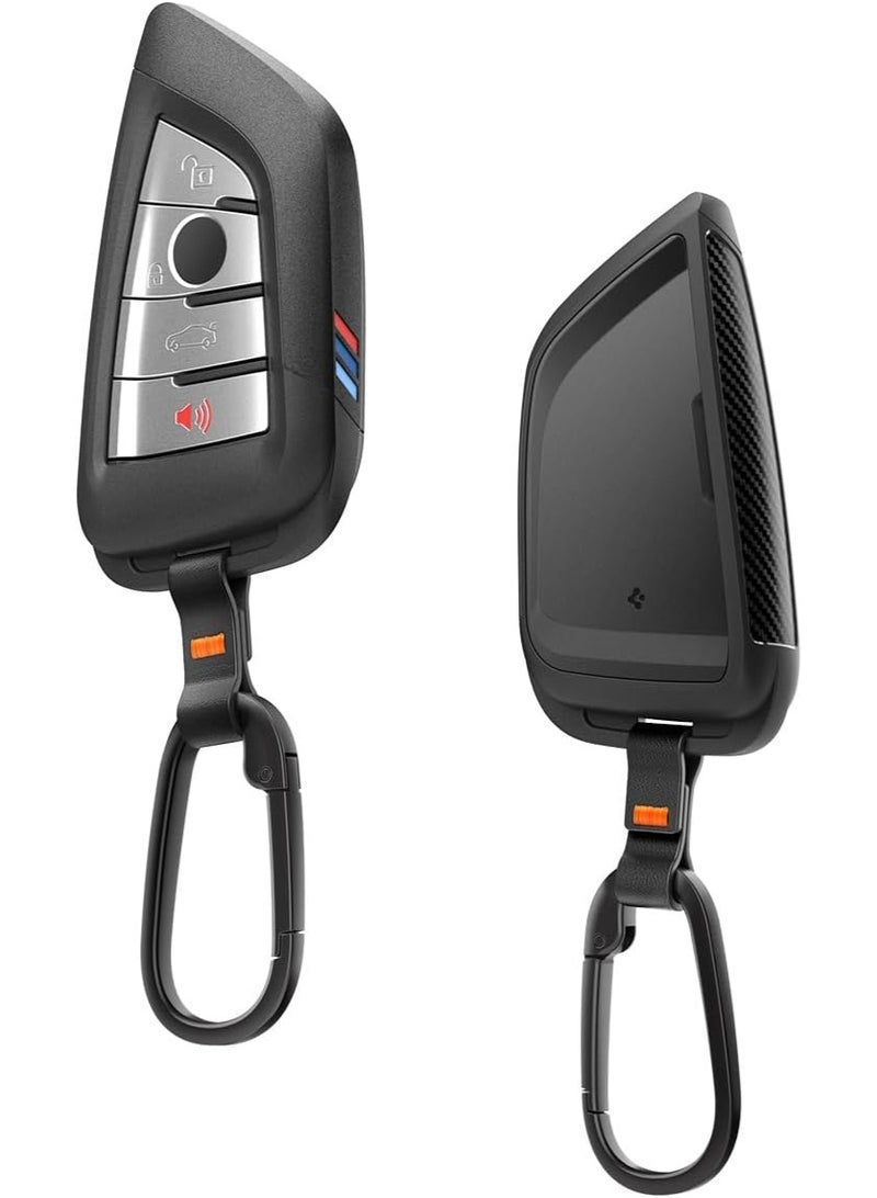 Spigen BMW Key Fob Cover Rugged Armor Case with Carabiner for BMW 2 3 5 6 7 8 X1 X2 X3 X4 X5 X6 X7 Z4 G Series Smart Keyfob - Black - Image 1